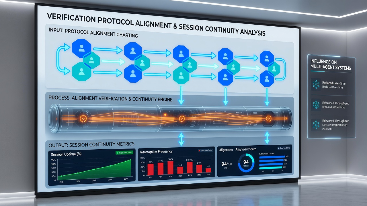 Analytics dashboard displaying session continuity metrics before and after protocol alignment implementation