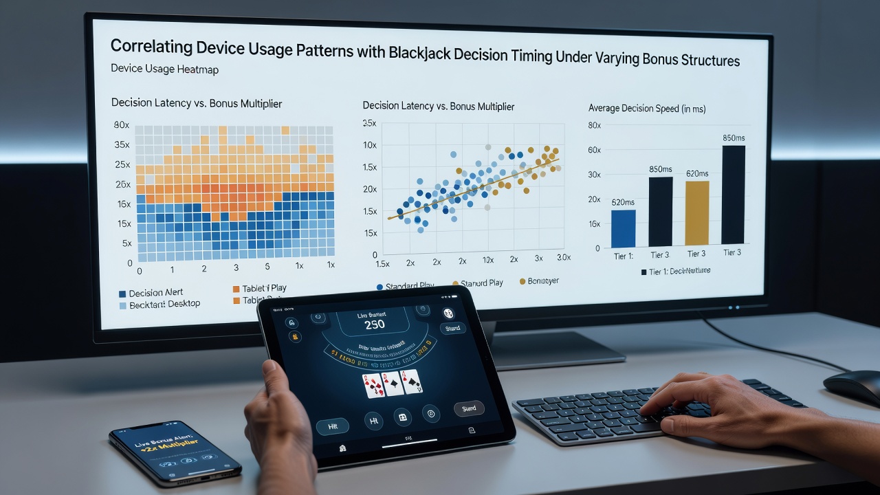 Analytics dashboard displaying timing metrics across device types in blackjack