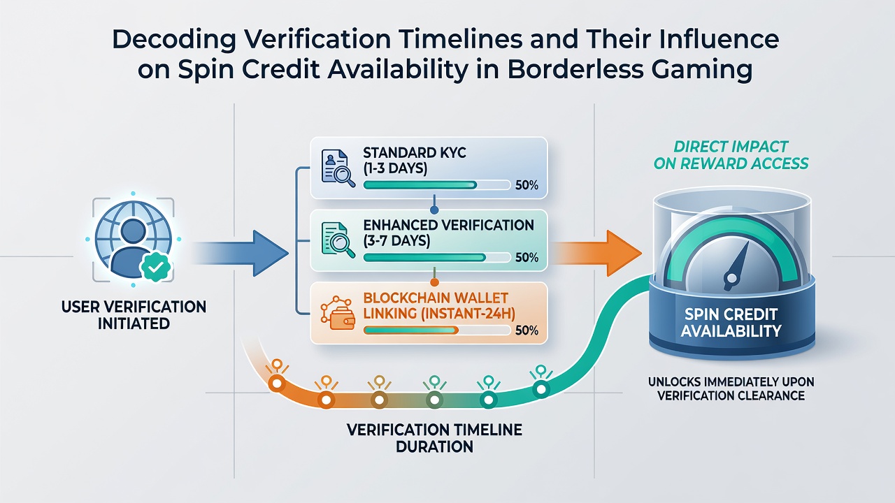 Diagram depicting how verification timelines affect spin credit distribution across international gaming networks