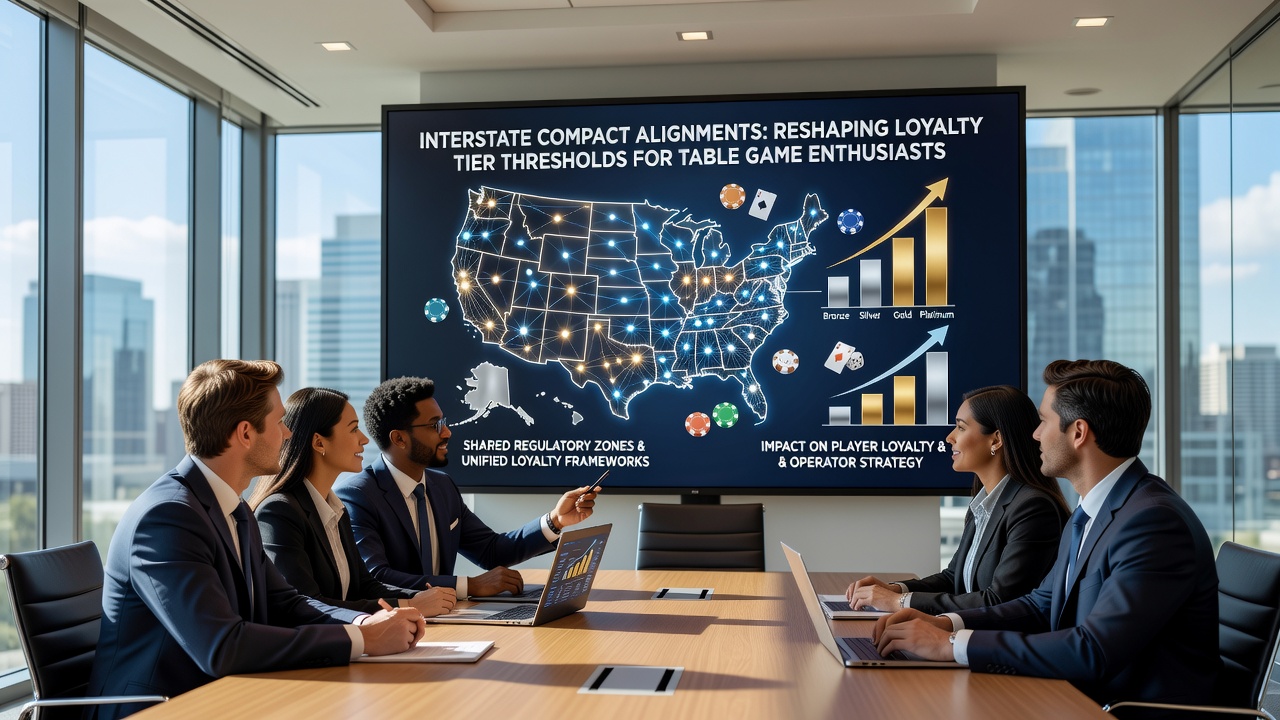 Interstate gaming compact alignments affecting loyalty programs for table game players across regulatory zones