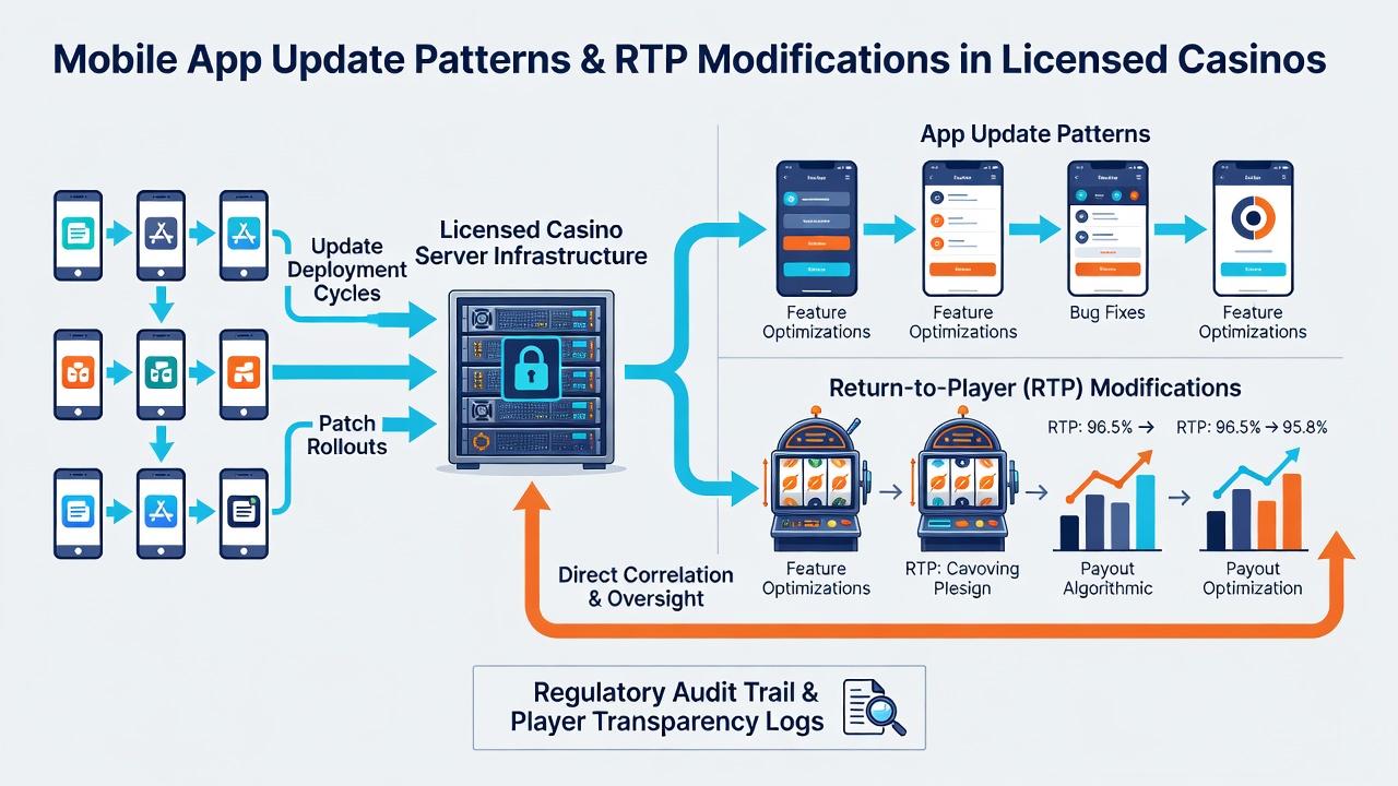 Developer dashboard displaying version control logs alongside RTP certification documents for casino game software