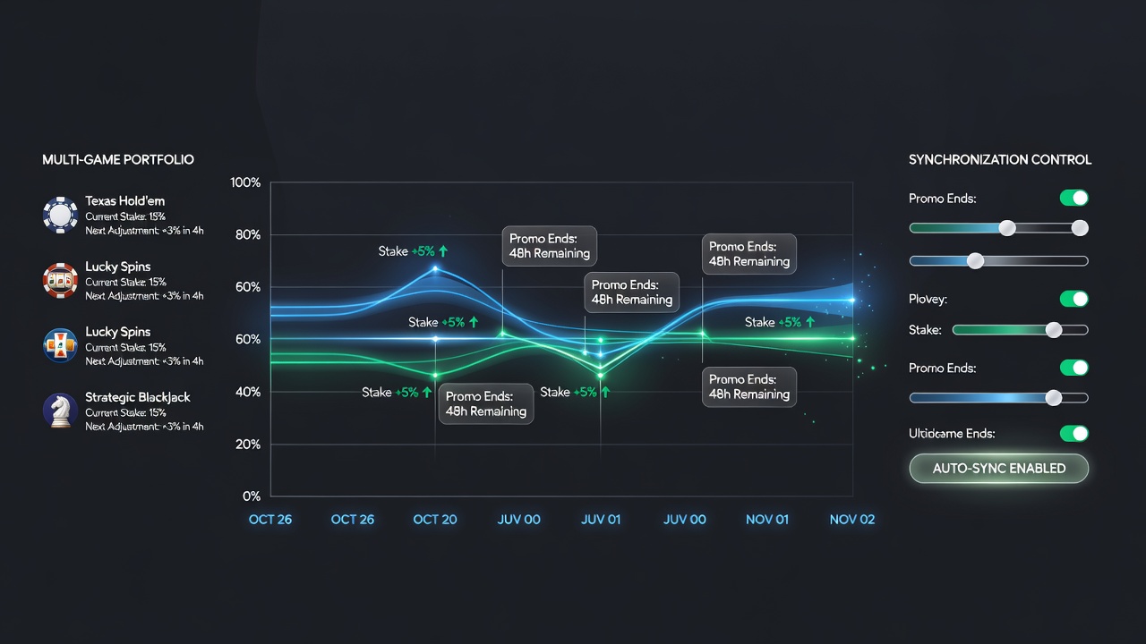 Diagram showing promotional timelines aligned with stake adjustments across multiple casino games
