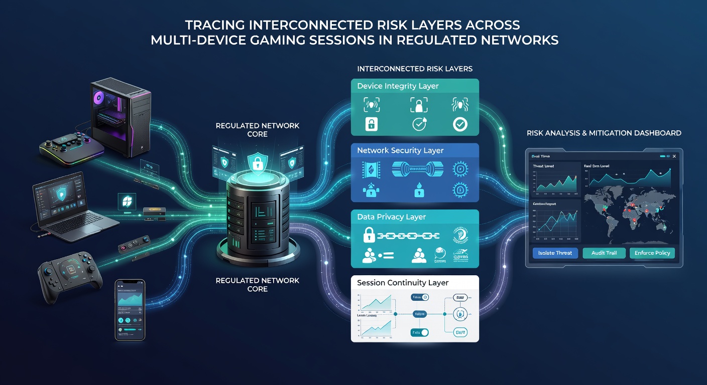 Network visualization of risk signals flowing between multiple gaming devices and regulatory databases