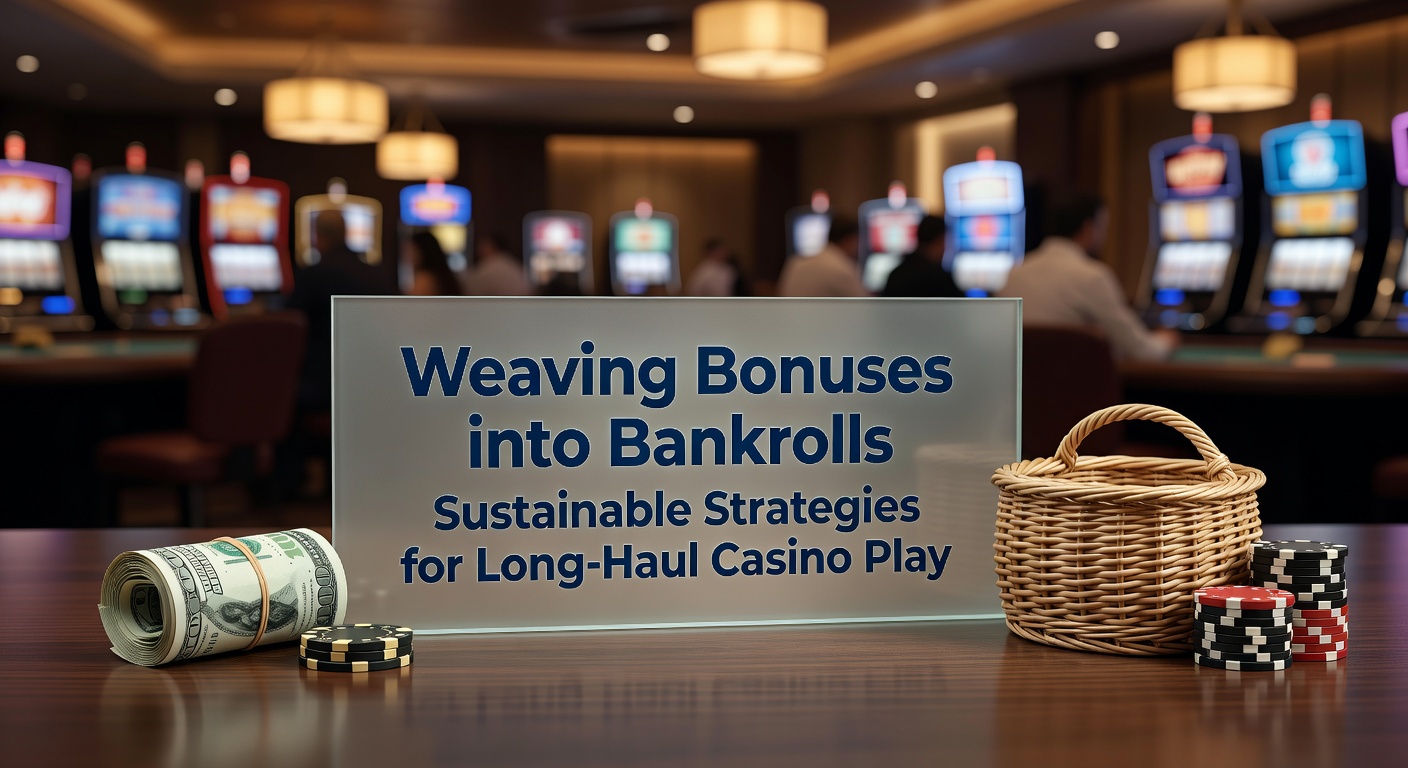 Casino player reviewing bankroll and bonus details on a tablet at a gaming table, illustrating strategic integration